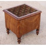 A Victorian mahogany box seat commode and two bedroom occasional chairs