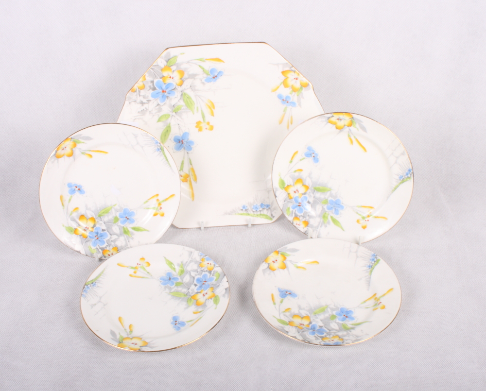 A 1930s Paragon five-piece sandwich set, pattern X2246