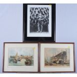 A pair of 19th Century colour prints, "The Great Eastern on the Stocks", in strip frames, and a