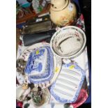 A Spode Italian pattern cheese dish and toast rack, an Aynsley "Orchard Gold" ginger jar and