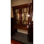 An Edwardian mahogany and line inlaid display cabinet enclosed two astragal beaded glazed doors,