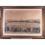 Tom Haywood: a 19th Century monochrome engraving of a cricket match, Surrey v Kent, 24" x 36", in