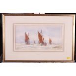 H B Freer: watercolours, fishing vessels approaching the beach, 7" x 13", signed, in gilt frame