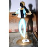 A Venetian glass figure in blue, black and aventurine glass and a collection of assorted cut glass