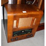 A mid 20th Century Pye mains valve radio in walnut case, 17" wide