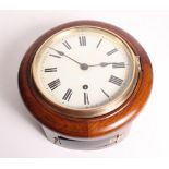 A 19th Century wall clock in polished wooden case with 8" circular painted dial