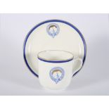 A Royal Doulton "Discovery Antarctic Expedition 1901" bone china coffee cup and saucer with blue and