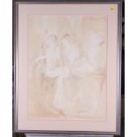 Janet Treby: a signed limited edition print of three seated dancers, "Reposant", in strip frame