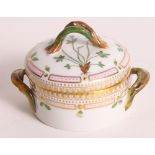 A Royal Copenhagen "Flora Danica" two-handled sugar bowl and cover, 3 1/2" dia