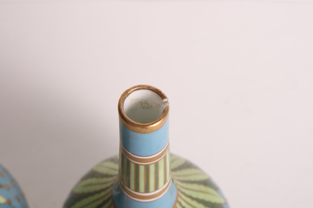 A pair of Minton bone china bottle vases and stoppers of Persian design with gilt and enamelled - Image 3 of 3