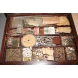 A collection of Meccano pieces, etc, in wooden case