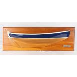 A boat builder's hardwood and painted half boat model, "Rob Roy MacGregor", 30 1/2" long, on