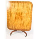 A 19th Century mahogany tilt top breakfast table with broad rosewood edge banding, on central