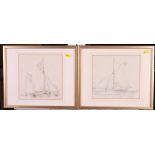 Hubert Fry: a set of five 19th Century charcoal sketches of sailing vessels, various sizes, in