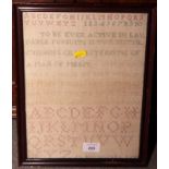 An 18th Century alphabet sampler by M Rothwell 1792, 13" x 10"