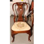 A George II mahogany standard chair with vase-shaped splat carved a shell, on shell carved