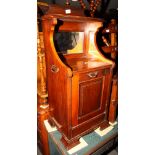 A Victorian walnut fall front coal cabinet with mirror and shelf over, 16" wide