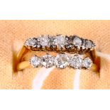 An 18ct gold and diamond five stone dress ring and another similar