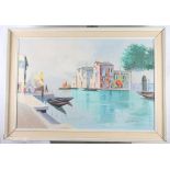 Jacopo Grimani: oil on canvas, Venetian scene, 23 1/2" x 35 1/2", in painted frame