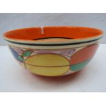 A Clarice Cliff large fruit bowl with melons design, 20cm diameter A/F