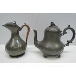 A mid 19th century pewter teapot with foliate decoration by Joseph Deakins & sons, Sheffield stamped