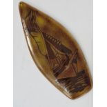 A large Poole pottery Aegean spear dish with sailing ship design, 44cm.