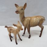 A Beswick doe together with a Beswick fawn