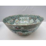 A fine Chinese 19thC enamel large bowl of famille rose influence, profusely decorated with scenes