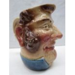 A large late 19thC Sarreguemines French Majolica Face Jug, model 3257, 19cm