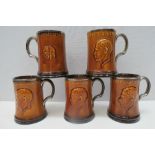 A set of five Ridgeways embossed commemorative mugs for Edward VIII ' Here's a health unto his