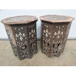 A pair of octagonal inlaid Moorish style