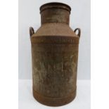 A large vintage metal milk churn, 63cm