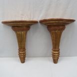 Two reproduction gilded wall sconces; on