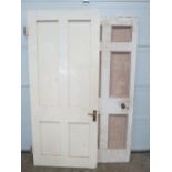 Two vintage painted pine doors various s