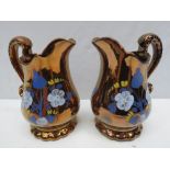 A pair of Sunderland lustre jugs, 18cm.