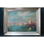 A mid-20th century Venetian scene waterw