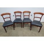 Four Victorian mahogany, blue leather up