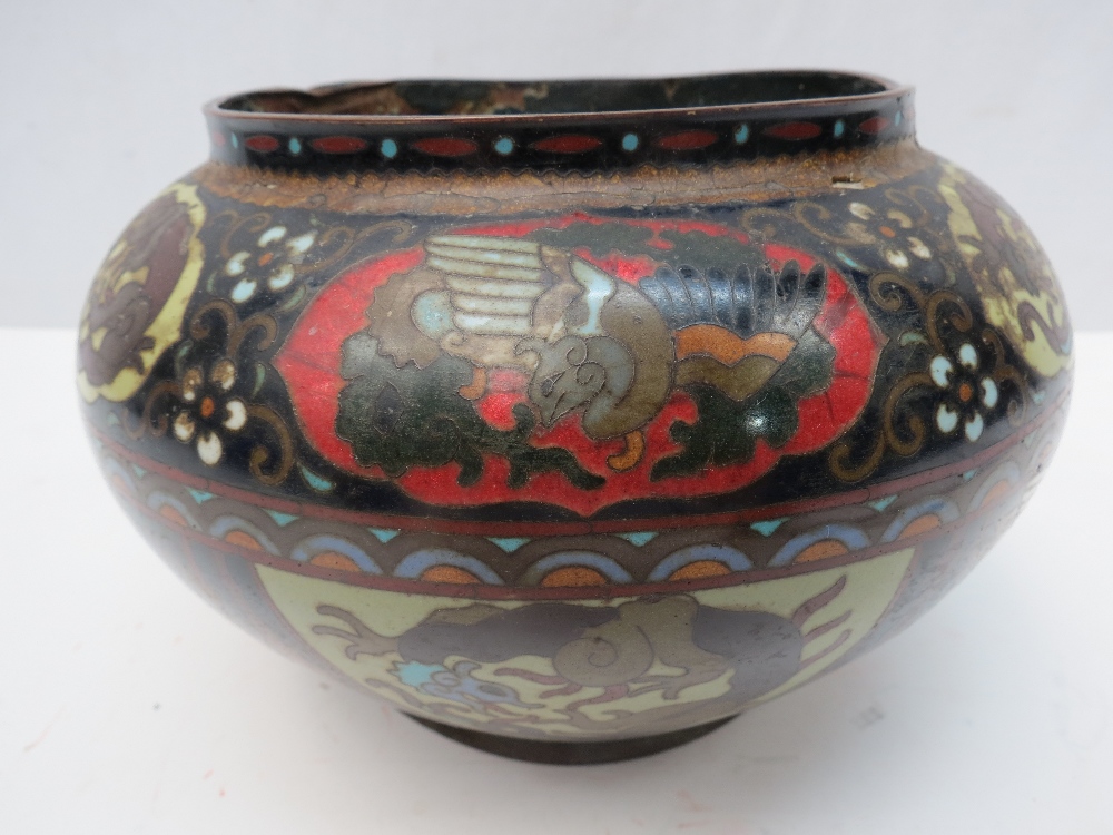 An Oriental cloisonne enamel bowl decora