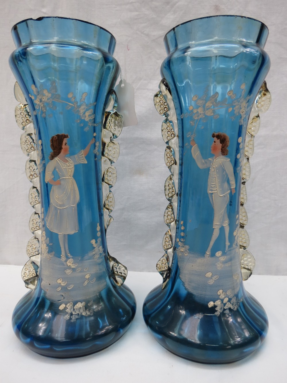 A pair of Victoran Mary Gregory tall vas