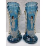 A pair of Victoran Mary Gregory tall vas