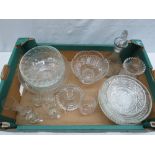 A collection of glassware, a glass decan