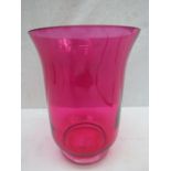 A large Cranberry glass vase, 18cm