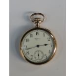 A 9ct Waltham keyless pocket watch, hall