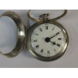 A silver pair cased pocket watch, key wi
