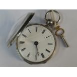 A white metal key wing pocket watch fuse