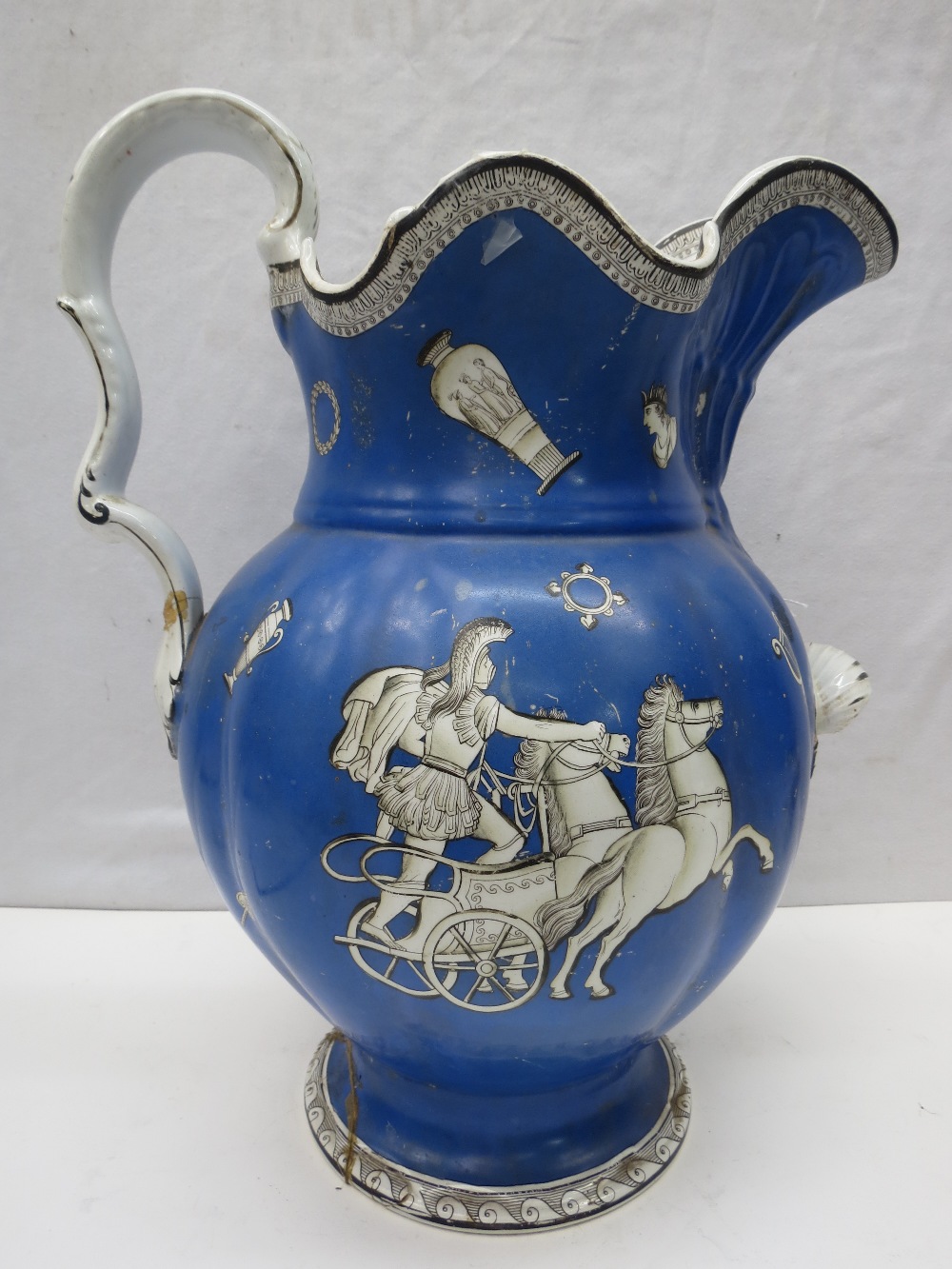 A large blue ground Victorian wash jug d