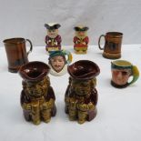Six assorted character/Toby jugs and two