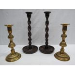 Two pair of candlesticks. First turned w