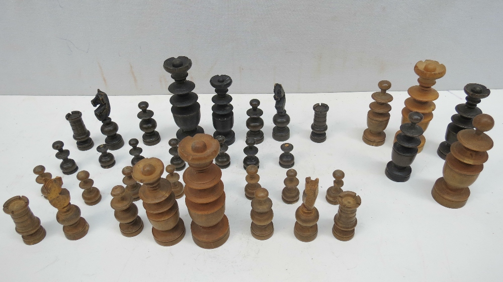 A mixed collection of 36 wooden chess pi