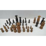 A mixed collection of 36 wooden chess pi